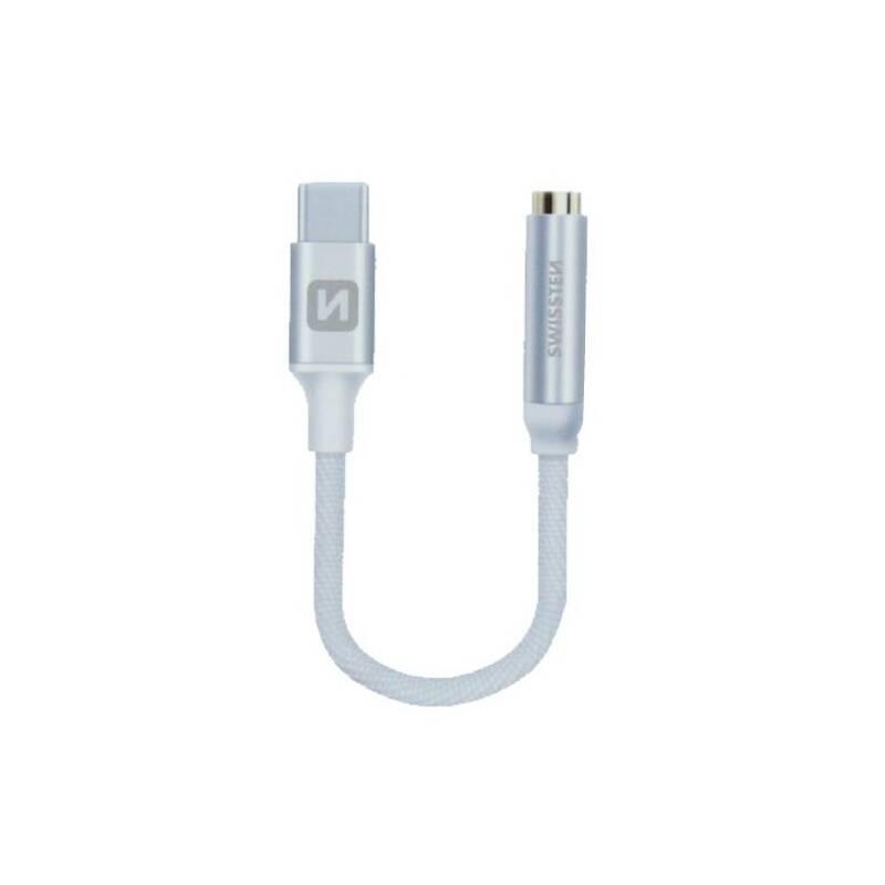 Redukce Swissten USB-C 3,5mm Jack stříbrná
