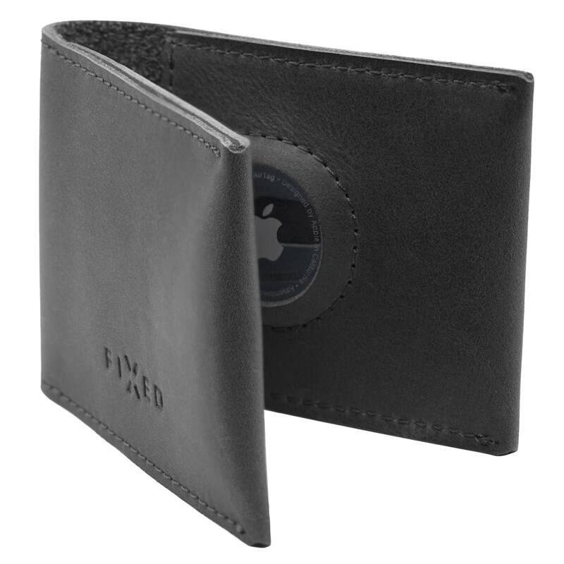 Peněženka FIXED Wallet pro AirTag z pravé hovězí kůže černá