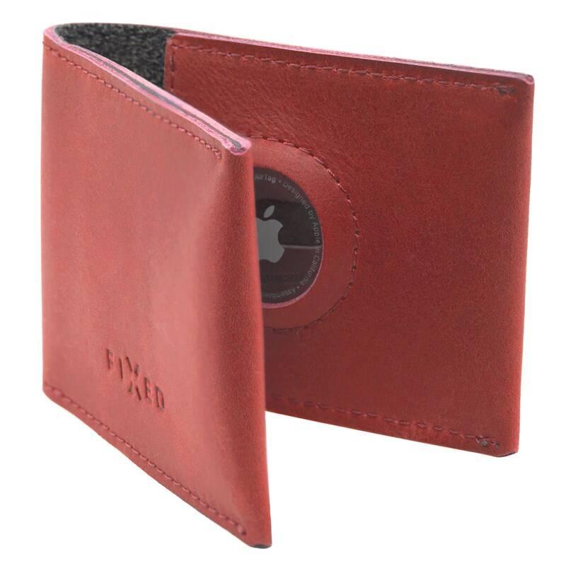 Peněženka FIXED Wallet pro AirTag z pravé hovězí kůže červená