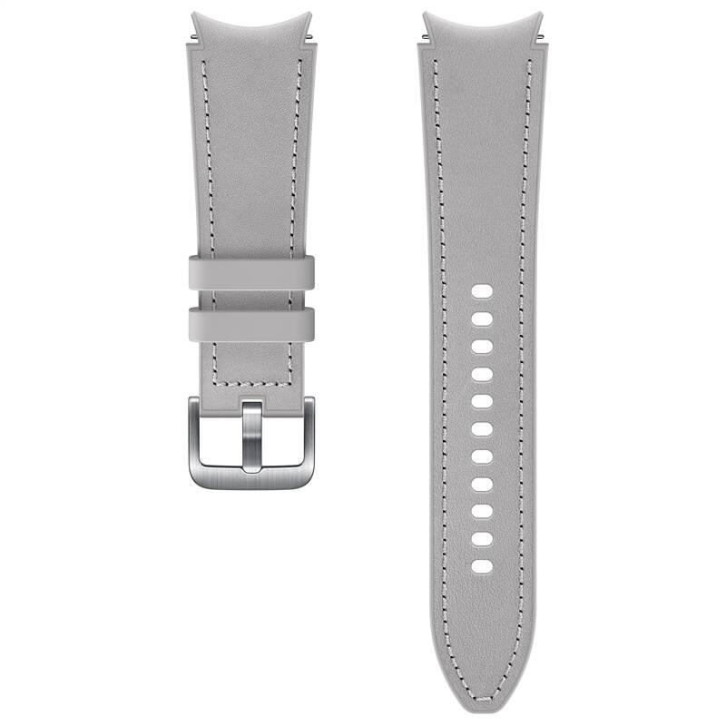 Řemínek Samsung Galaxy Watch4 Classic 46mm, hybridní kožený stříbrný