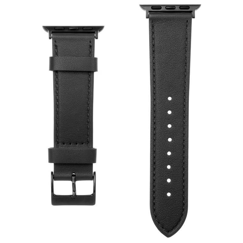 Řemínek FIXED Leather Strap na Apple Watch 42 44 45 mm černý