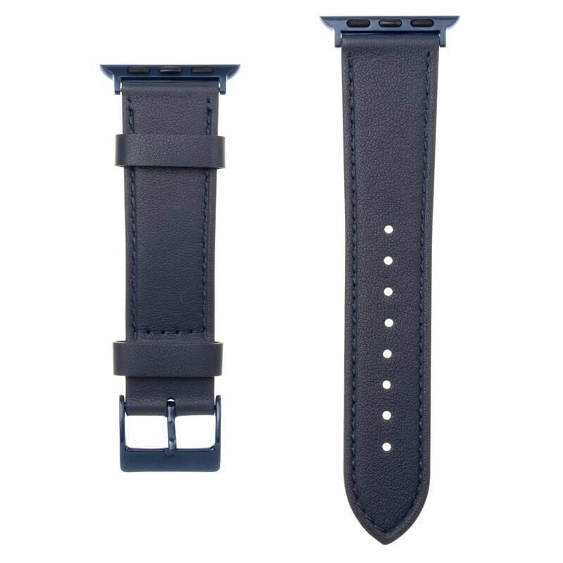 Řemínek FIXED Leather Strap na Apple Watch 42 44 45 mm modrý