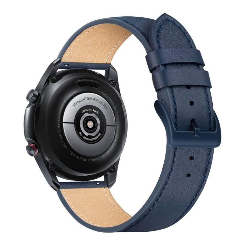 Řemínek FIXED Leather Strap s šířkou 22mm modrý