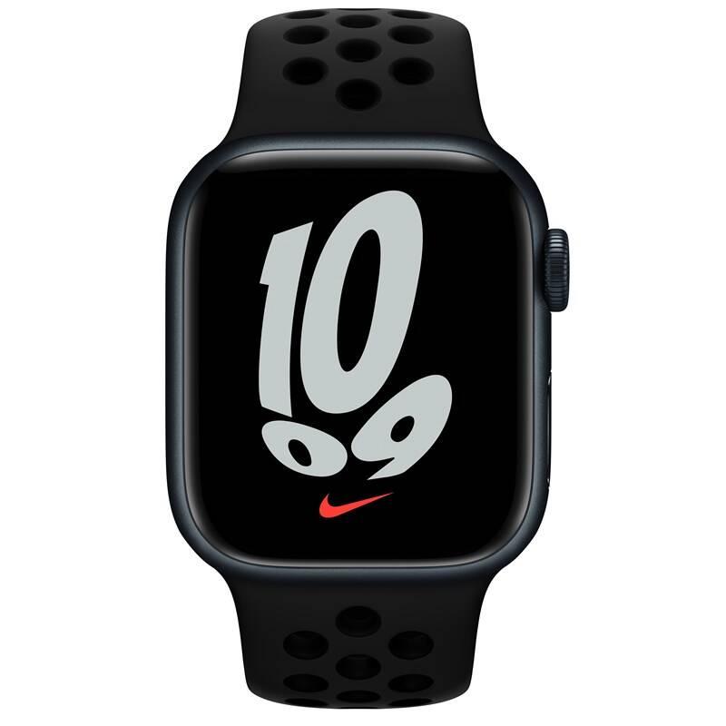 Chytré hodinky Apple Watch Nike Series 7 GPS, 41mm pouzdro z půlnočně inkoustového hliníku antracitový černý sportovní řemínek