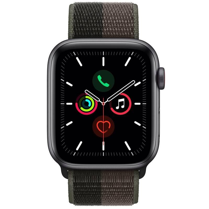Chytré hodinky Apple Watch SE GPS Cellular, 44mm pouzdro z vesmírně šedého hliníku - tornádově šedý šedý provlékací sportovní řemínek