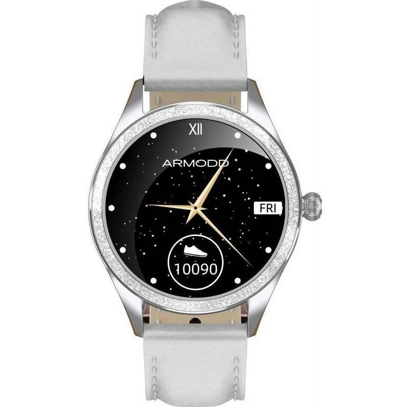 Chytré hodinky ARMODD Candywatch Crystal 2 stříbrná s bílým koženým řemínkem, Chytré, hodinky, ARMODD, Candywatch, Crystal, 2, stříbrná, s, bílým, koženým, řemínkem