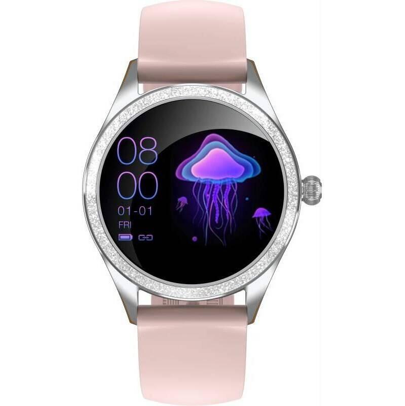 Chytré hodinky ARMODD Candywatch Crystal 2 stříbrná s růžovým řemínkem