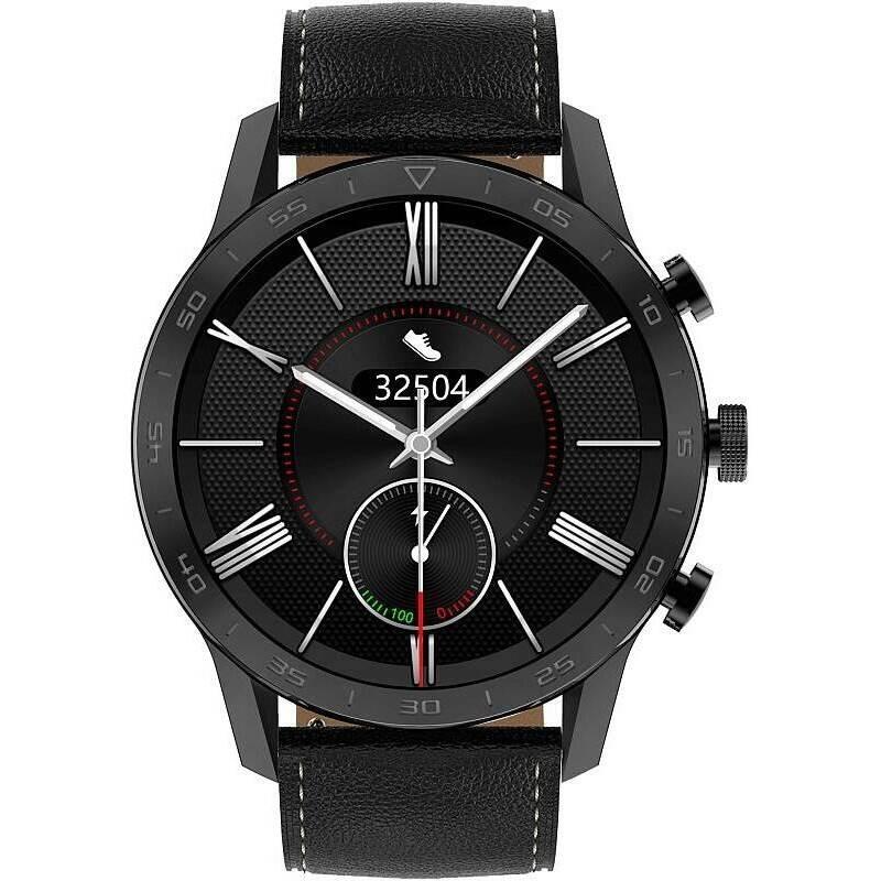 Chytré hodinky ARMODD Silentwatch 4 Pro černá s černým koženým řemínkem silikonový řemínek