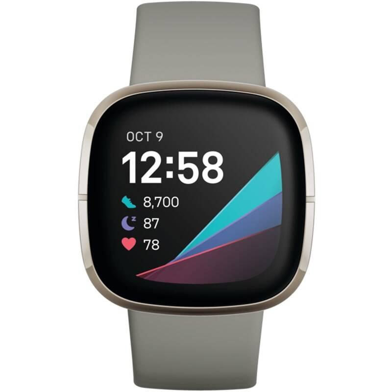 Chytré hodinky Fitbit Sense - Sage Grey Silver Stainless Steel