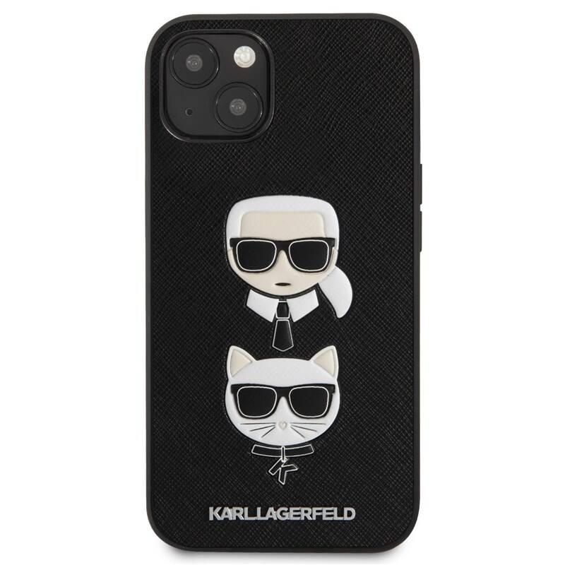 Kryt na mobil Karl Lagerfeld Saffiano Karl and Choupette Heads na Apple iPhone 13 černé