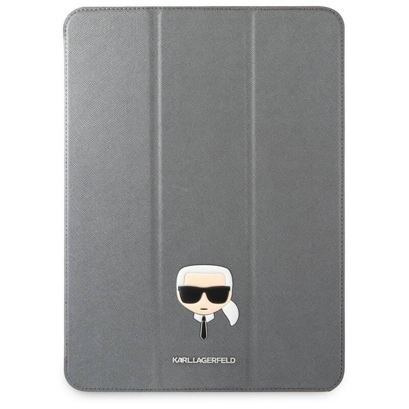 Pouzdro na tablet Karl Lagerfeld Head Saffiano na Apple iPad Pro 12.9" stříbrné