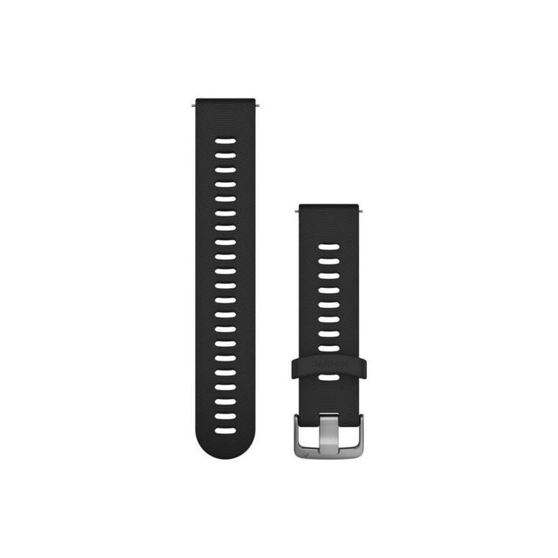 Řemínek Garmin Quick Release 20mm, silikonový černý, stříbrná přezka