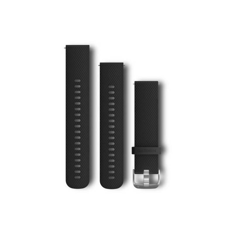 Řemínek Garmin Quick Release 20mm, silikonový černý, stříbrná přezka