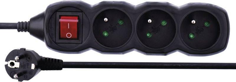 Kabel prodlužovací EMOS 3x zásuvka, 1,5m, vypínač černý, Kabel, prodlužovací, EMOS, 3x, zásuvka, 1,5m, vypínač, černý