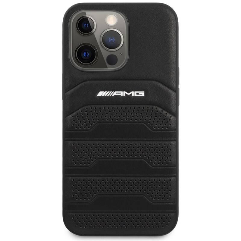 Kryt na mobil AMG Genuine Leather Perforated na Apple iPhone 13 Pro černý