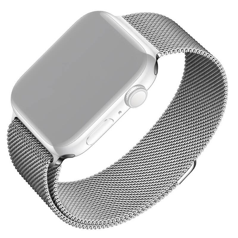 Řemínek FIXED Mesh Strap na Apple Watch 42 44 45mm stříbrný