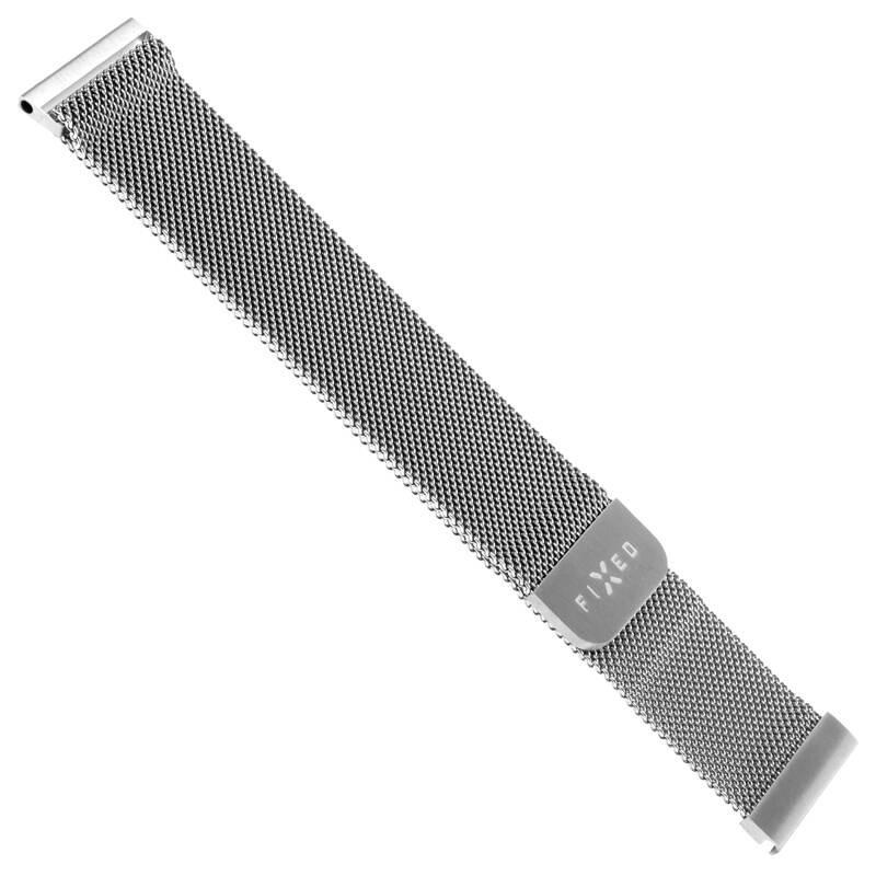 Řemínek FIXED Mesh Strap s šířkou 20mm na smartwatch stříbrný