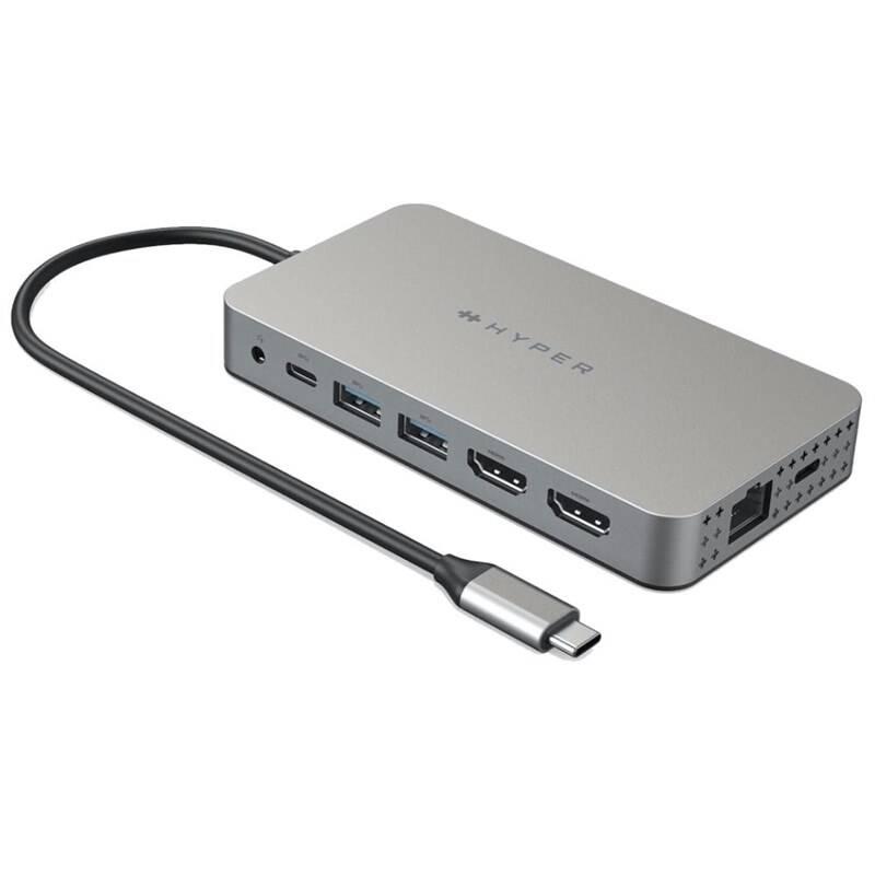 USB Hub HyperDrive Dual 4K HDMI 10v1 USB-C stříbrný