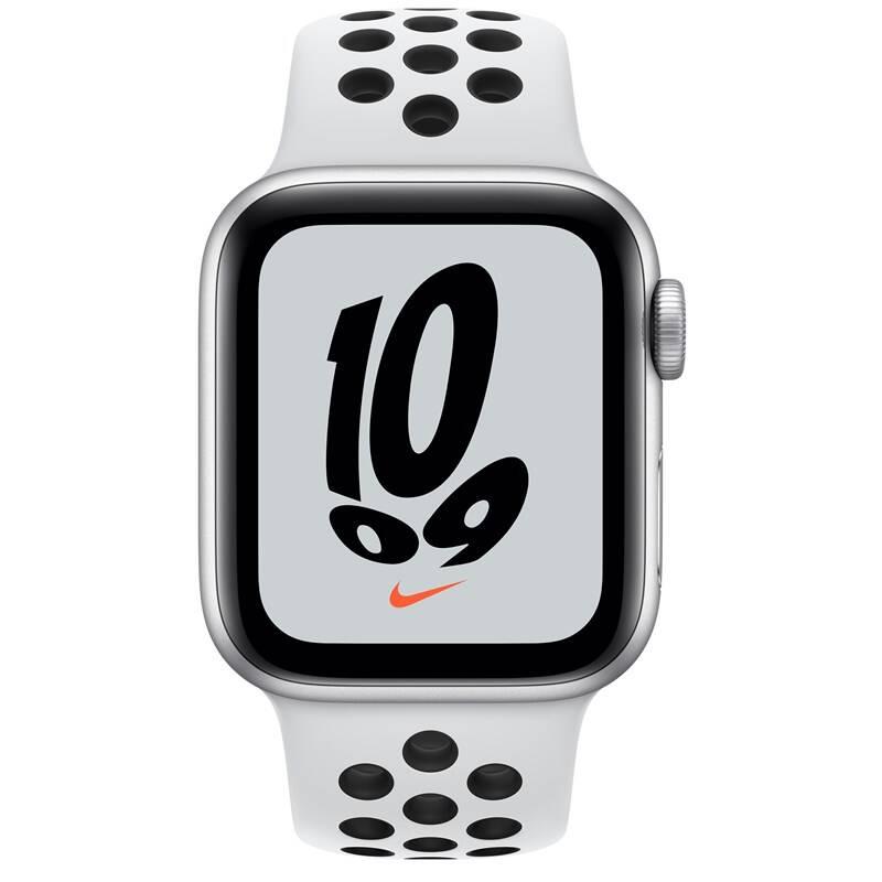 Chytré hodinky Apple Watch Nike SE GPS, 40mm pouzdro ze střírbného hliníku - platinový černý sportovní řemínek