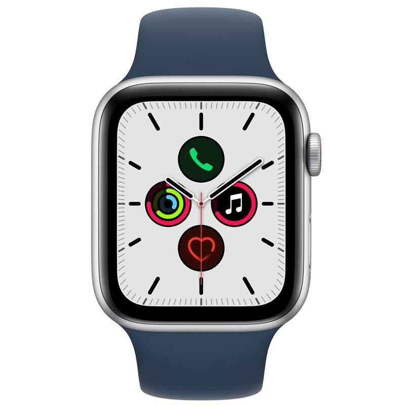 Chytré hodinky Apple Watch SE GPS Cellular, 40mm pouzdro ze střírbného hliníku - hlubokomořsky modrý sportovní řemínek