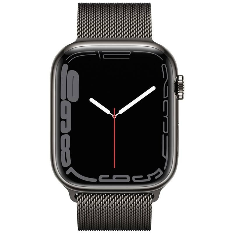 Chytré hodinky Apple Watch Series 7 GPS Cellular, 41mm grafitově šedé pouzdro z nerezové oceli - grafitově šedý milánský tah
