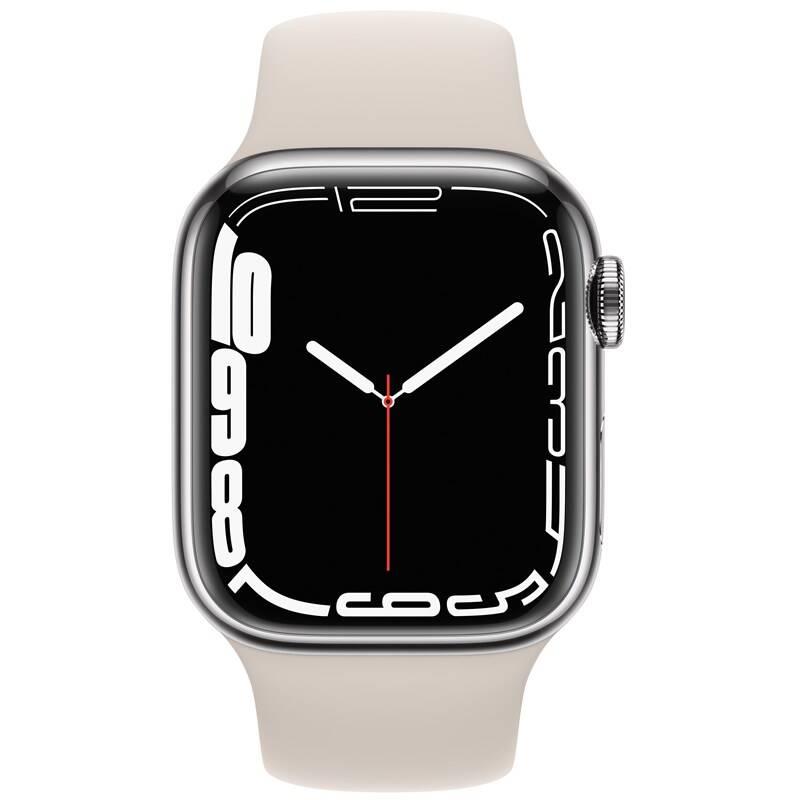 Chytré hodinky Apple Watch Series 7 GPS Cellular, 41mm stříbrné pouzdro z nerezové oceli - hvězdně bílý sportovní řemínek, Chytré, hodinky, Apple, Watch, Series, 7, GPS, Cellular, 41mm, stříbrné, pouzdro, z, nerezové, oceli, hvězdně, bílý, sportovní, řemínek