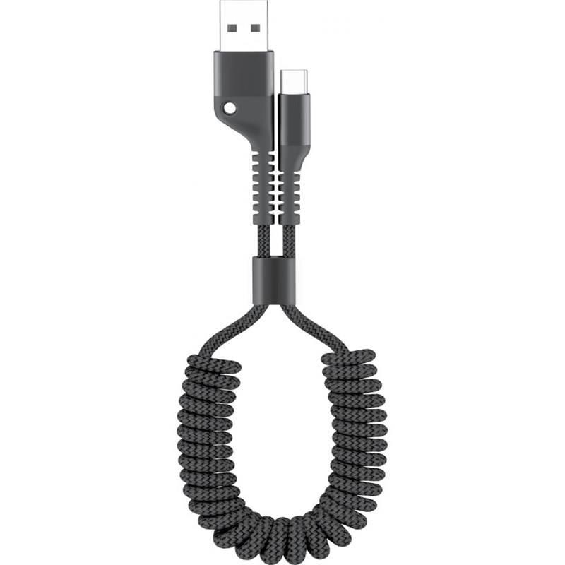 Kabel WG USB USB-C, kroucený, 1m černý, Kabel, WG, USB, USB-C, kroucený, 1m, černý