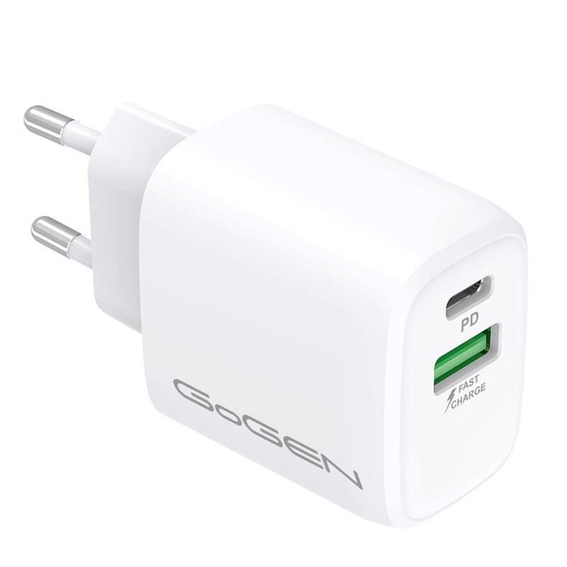 Nabíječka do sítě GoGEN ACHPDQ 220, 1x USB-C , 1x USB-A bílá, Nabíječka, do, sítě, GoGEN, ACHPDQ, 220, 1x, USB-C, 1x, USB-A, bílá