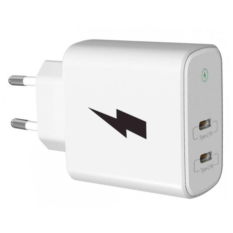 Nabíječka do sítě WG 2x USB-C PD 20W bílá