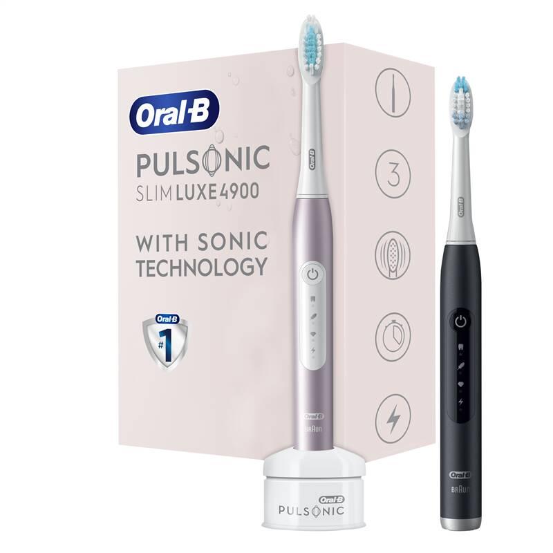 Set zubních kartáčků Oral-B Pulsonic SLIM LUXE 4900 Rose Gold Matte Black, Set, zubních, kartáčků, Oral-B, Pulsonic, SLIM, LUXE, 4900, Rose, Gold, Matte, Black