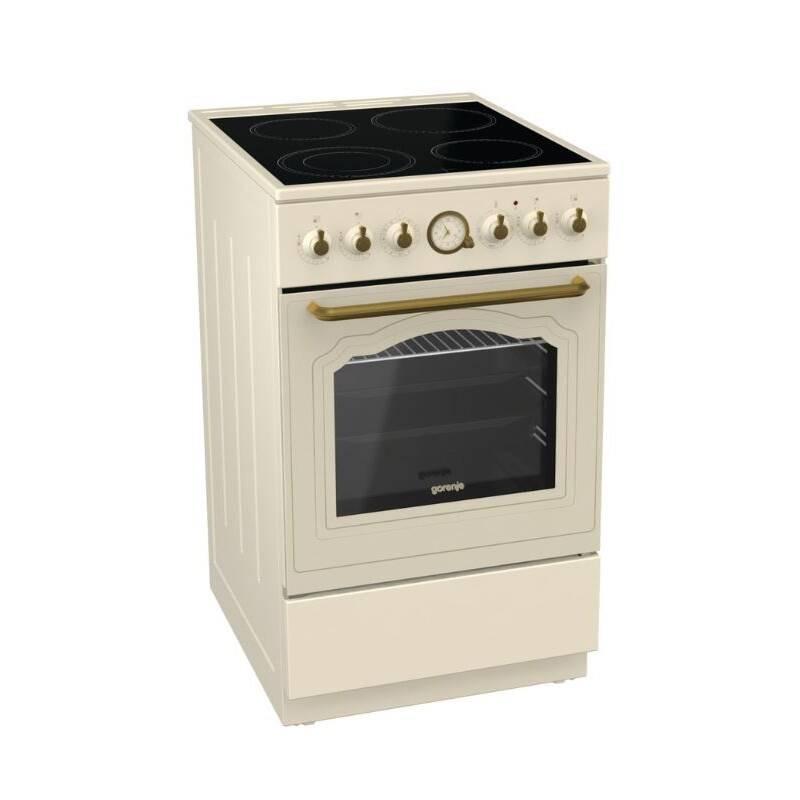 Sklokeramický sporák Gorenje Retro ECS5250CLI Entry steam béžový