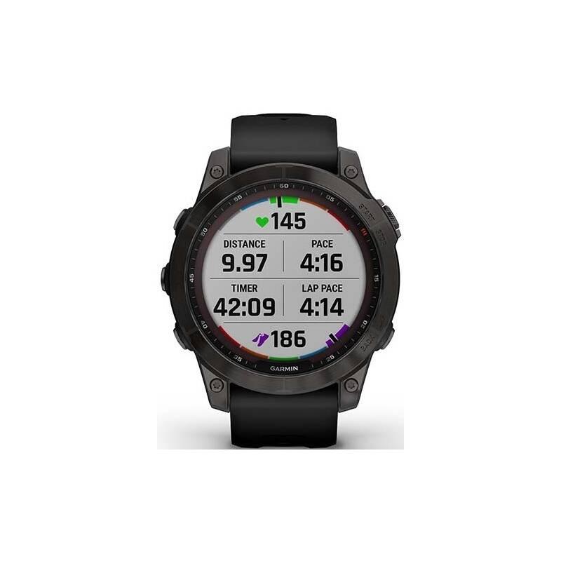 GPS hodinky Garmin fenix 7 PRO Sapphire Solar - Titan Carbon Gray Black Silicone Band