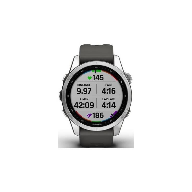 GPS hodinky Garmin fenix 7S PRO Glass - Silver Graphite Silicone Band