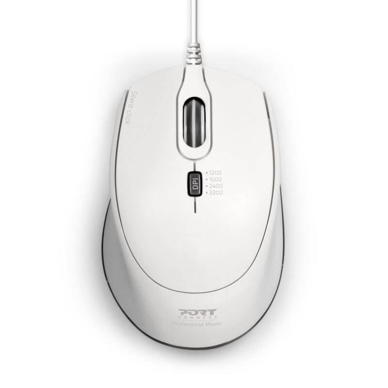 Myš PORT CONNECT Silent USB-A USB-C bílá