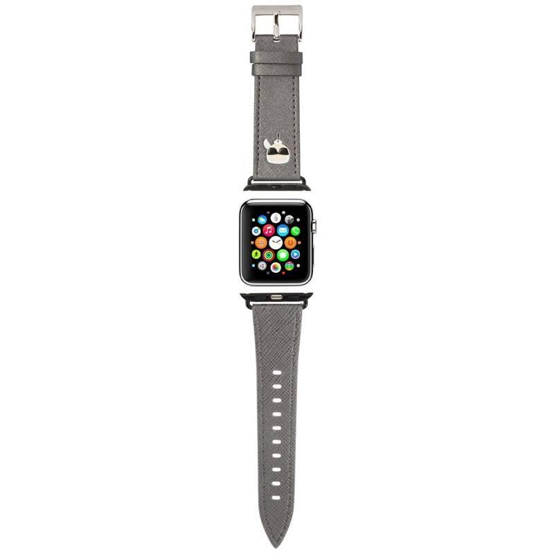 Řemínek Karl Lagerfeld Karl Head PU na Apple Watch 38 40 41mm stříbrný