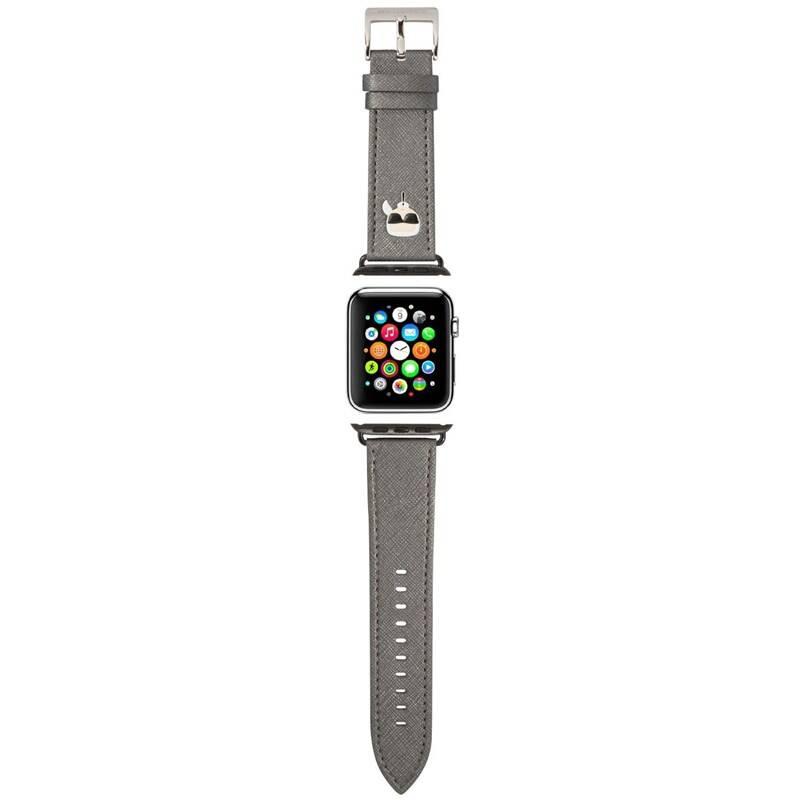 Řemínek Karl Lagerfeld Karl Head PU na Apple Watch 42 44 45mm stříbrný