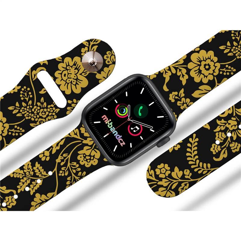 Řemínek Mi-Band na Apple Watch 38 40 41 mm - motiv Baroko, černý