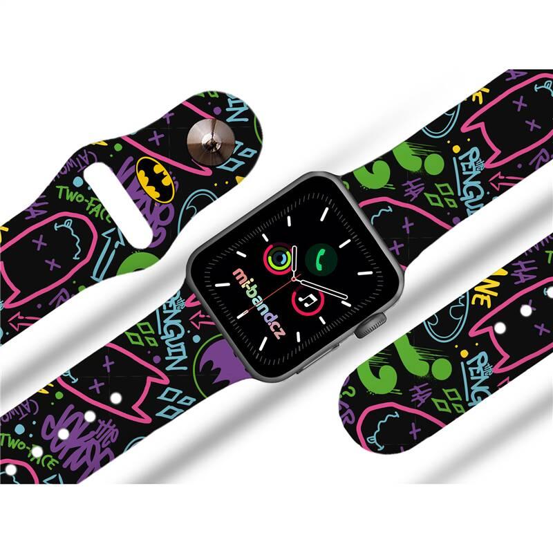 Řemínek Mi-Band na Apple Watch 38 40 41 mm - motiv Batman - Graffiti, černý