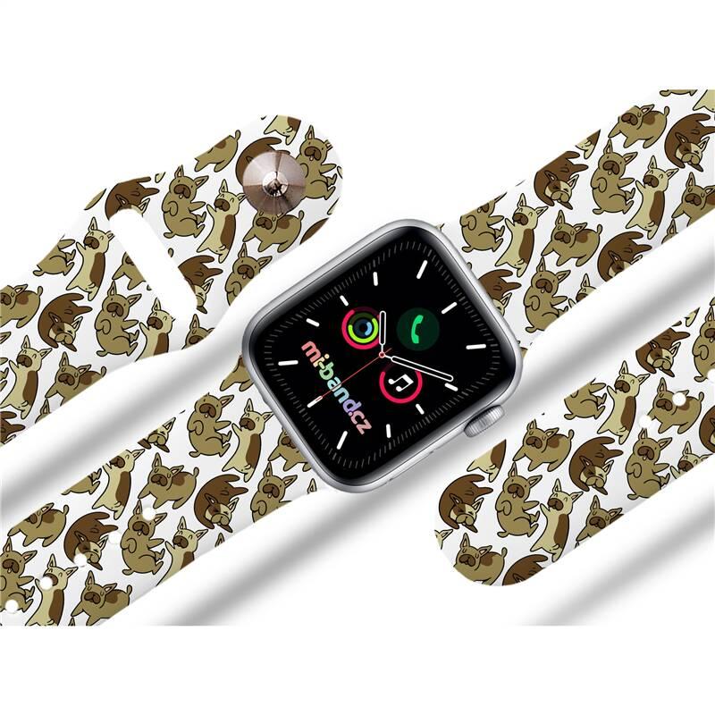 Řemínek Mi-Band na Apple Watch 38 40 41 mm - motiv Buldoci, bílý
