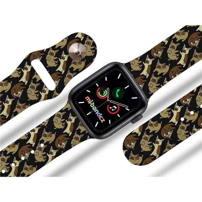 Řemínek Mi-Band na Apple Watch 38 40 41 mm - motiv Buldoci, černý