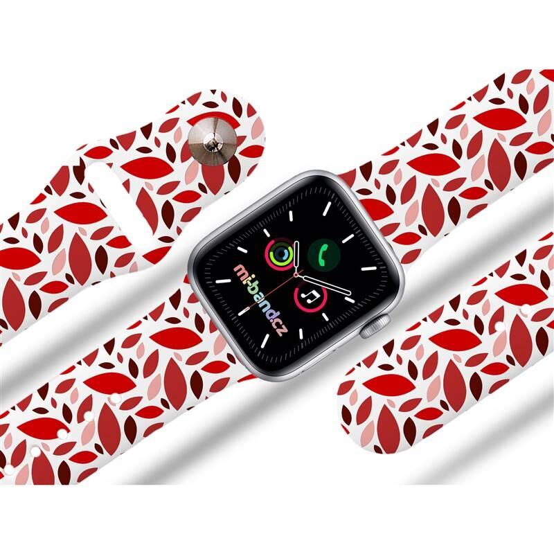 Řemínek Mi-Band na Apple Watch 38 40 41 mm - motiv Červené listy, bílý