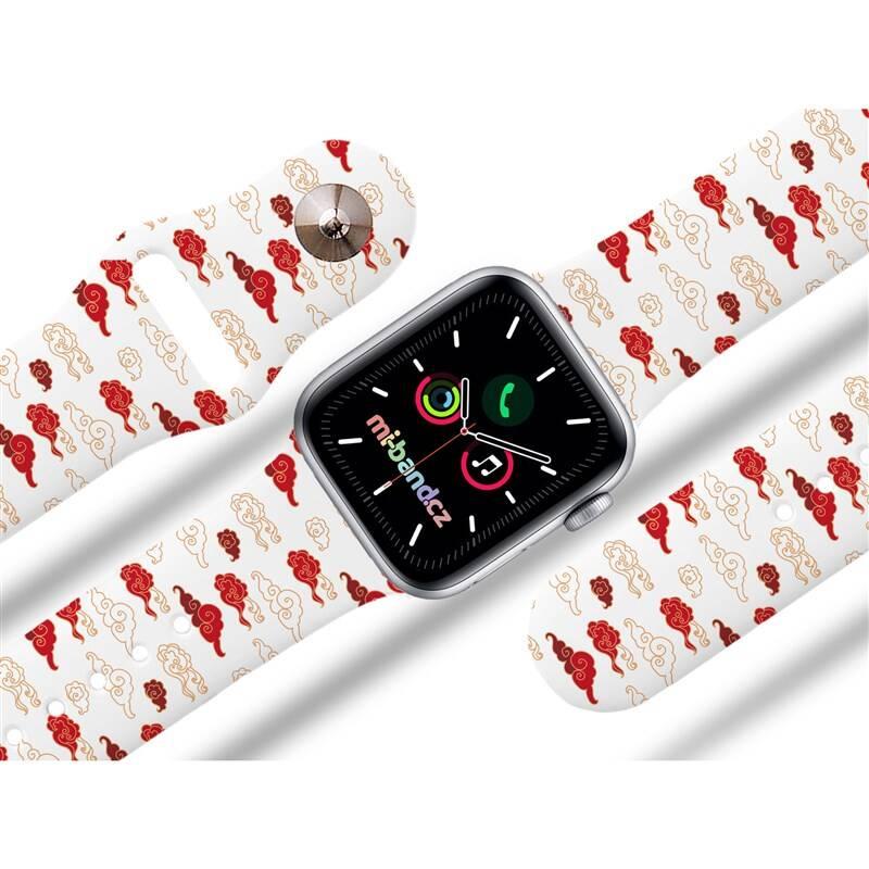 Řemínek Mi-Band na Apple Watch 38 40 41 mm - motiv Červené mraky, bílý