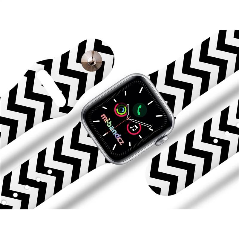 Řemínek Mi-Band na Apple Watch 38 40 41 mm - motiv Cikcak pruhy, bílý