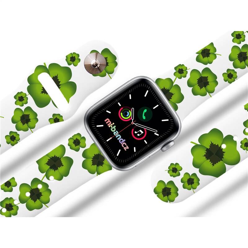Řemínek Mi-Band na Apple Watch 38 40 41 mm - motiv Čtyřlístek, bílý, Řemínek, Mi-Band, na, Apple, Watch, 38, 40, 41, mm, motiv, Čtyřlístek, bílý