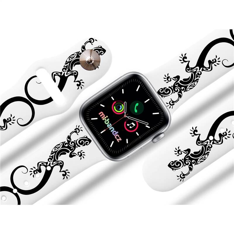 Řemínek Mi-Band na Apple Watch 38 40 41 mm - motiv Ještěrky, bílý