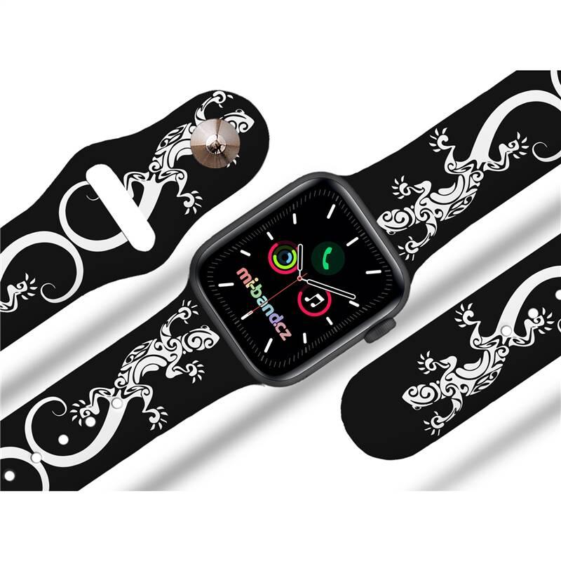 Řemínek Mi-Band na Apple Watch 38 40 41 mm - motiv Ještěrky, černý