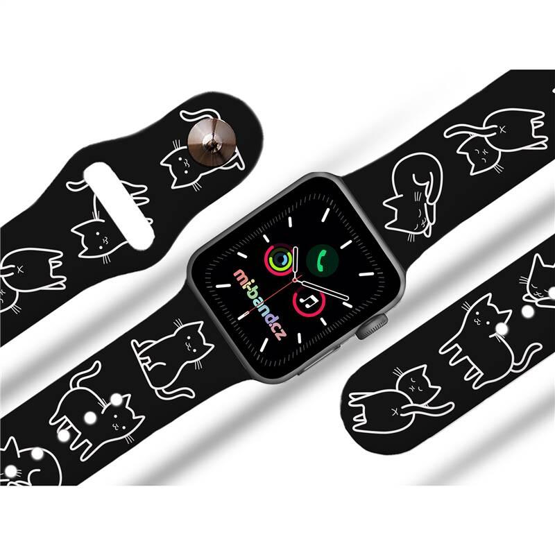 Řemínek Mi-Band na Apple Watch 38 40 41 mm - motiv Kočičí farma, černý