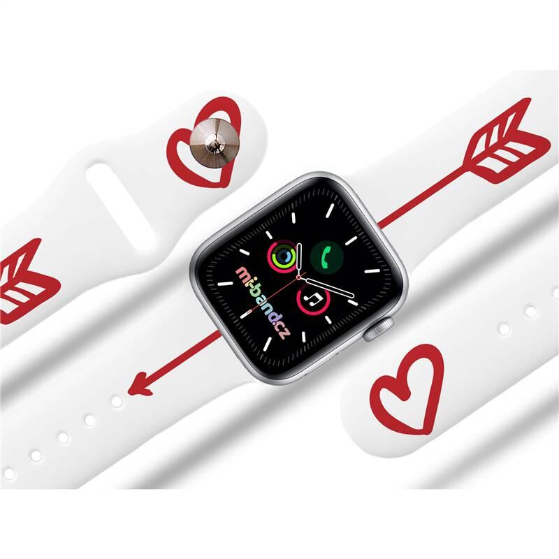 Řemínek Mi-Band na Apple Watch 42 44 45 mm - motiv Amorův šíp , bílý