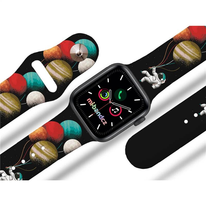 Řemínek Mi-Band na Apple Watch 42 44 45 mm - motiv Balónky z planet, černý