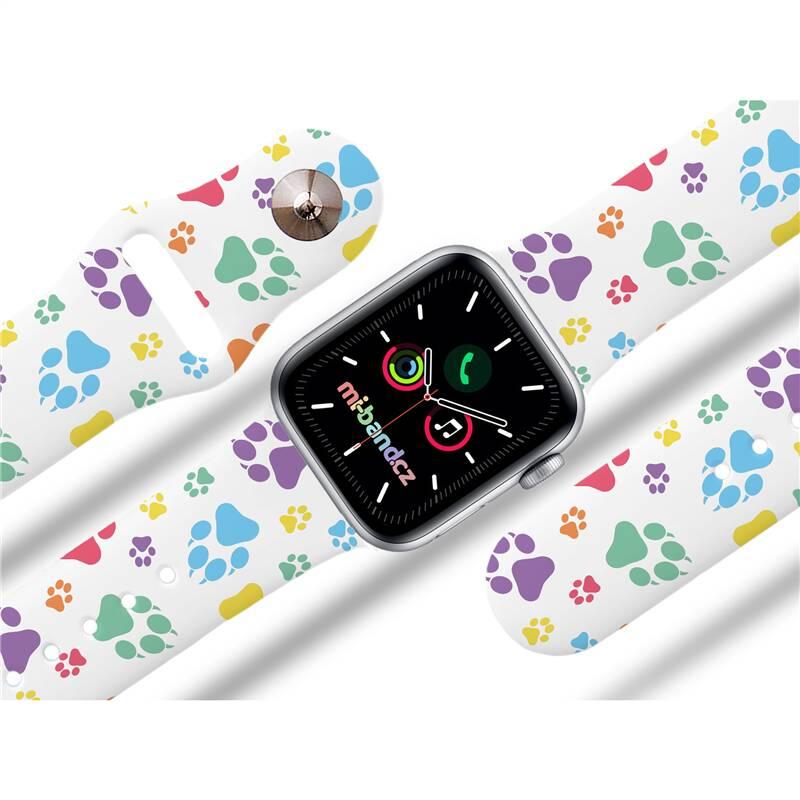Řemínek Mi-Band na Apple Watch 42 44 45 mm - motiv Barevné pacičky, bílý, Řemínek, Mi-Band, na, Apple, Watch, 42, 44, 45, mm, motiv, Barevné, pacičky, bílý